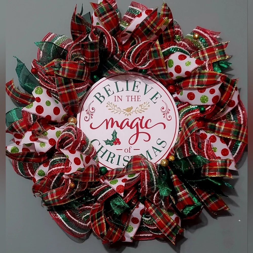 Hand Crafted Believe in the Magic of Christmas Wreath